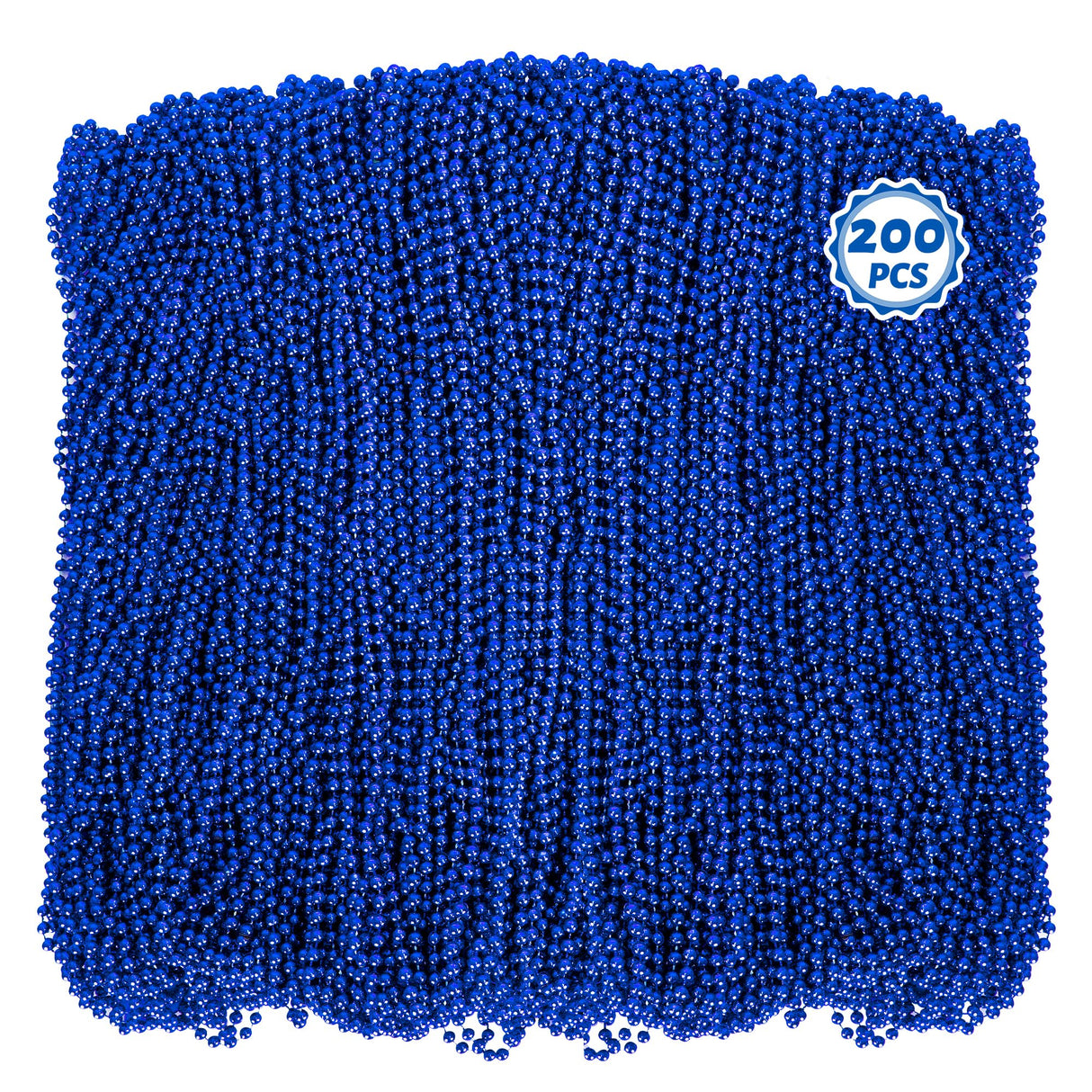 Huskein 200 PCS Beaded Necklace, 33" Mardi Gras Beads, Blue Bead Necklace, Mardi Gras Accessories, Parade Beads Bulk for Hanukkah Christmas Pirate Birthday Gender Costume Party Supplies
