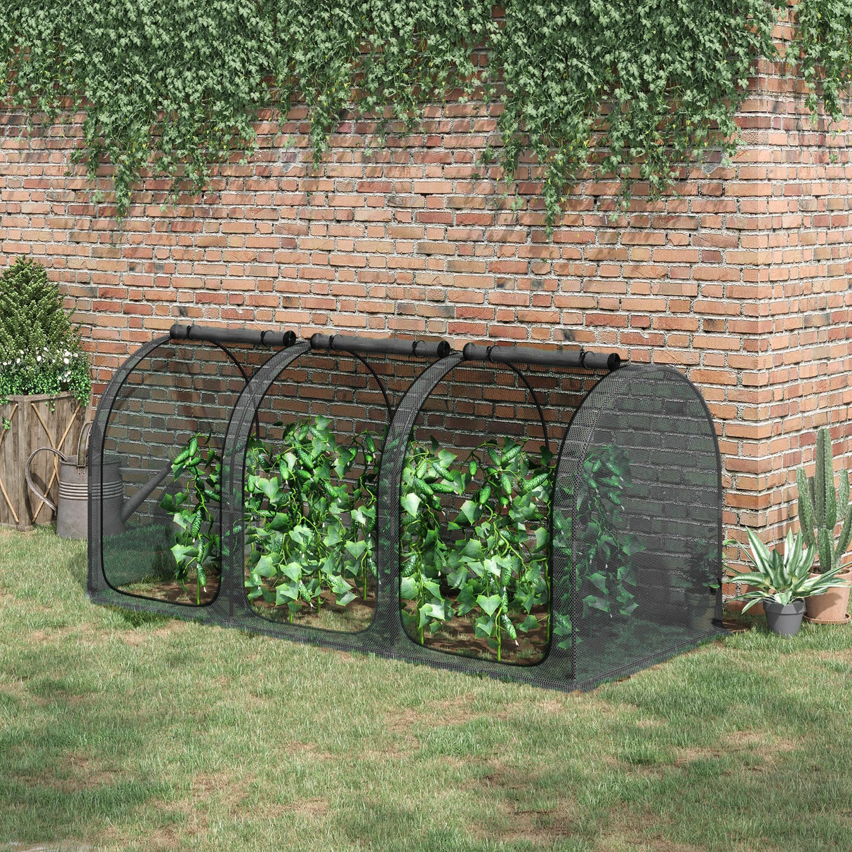 Outsunny 8' x 4' Crop Cage Plant Protection Tent for Garden, Black
