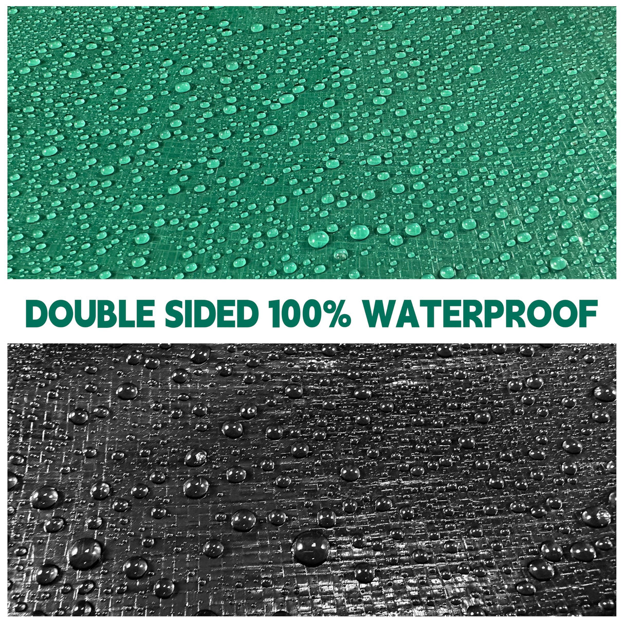 Tarp 15x15 ft Heavy Duty 100% Waterproof 10mil,UV Resistant,Durable Grommets and Reinforced Edges Green/Black Tarp for Camping, Swimming Pools,Car Coverage -by MVPNET