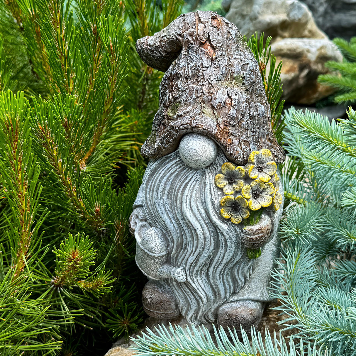 Mood Lab Garden Gnome - Key Hider Gnome Figurine - 9.25 Inch Lawn Statue - for Outdoor or House Decor