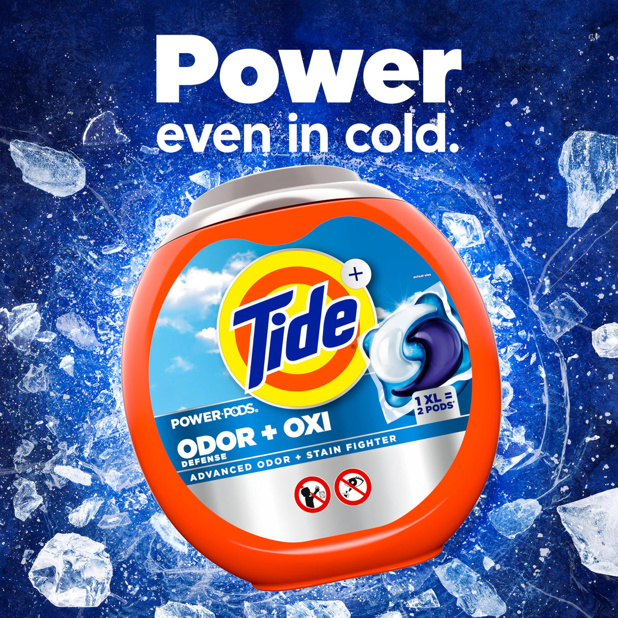 Tide Ultra OXI Power PODS with Odor Eliminators Laundry Detergent Pacs 32 Count For Visible and Invisible Dirt