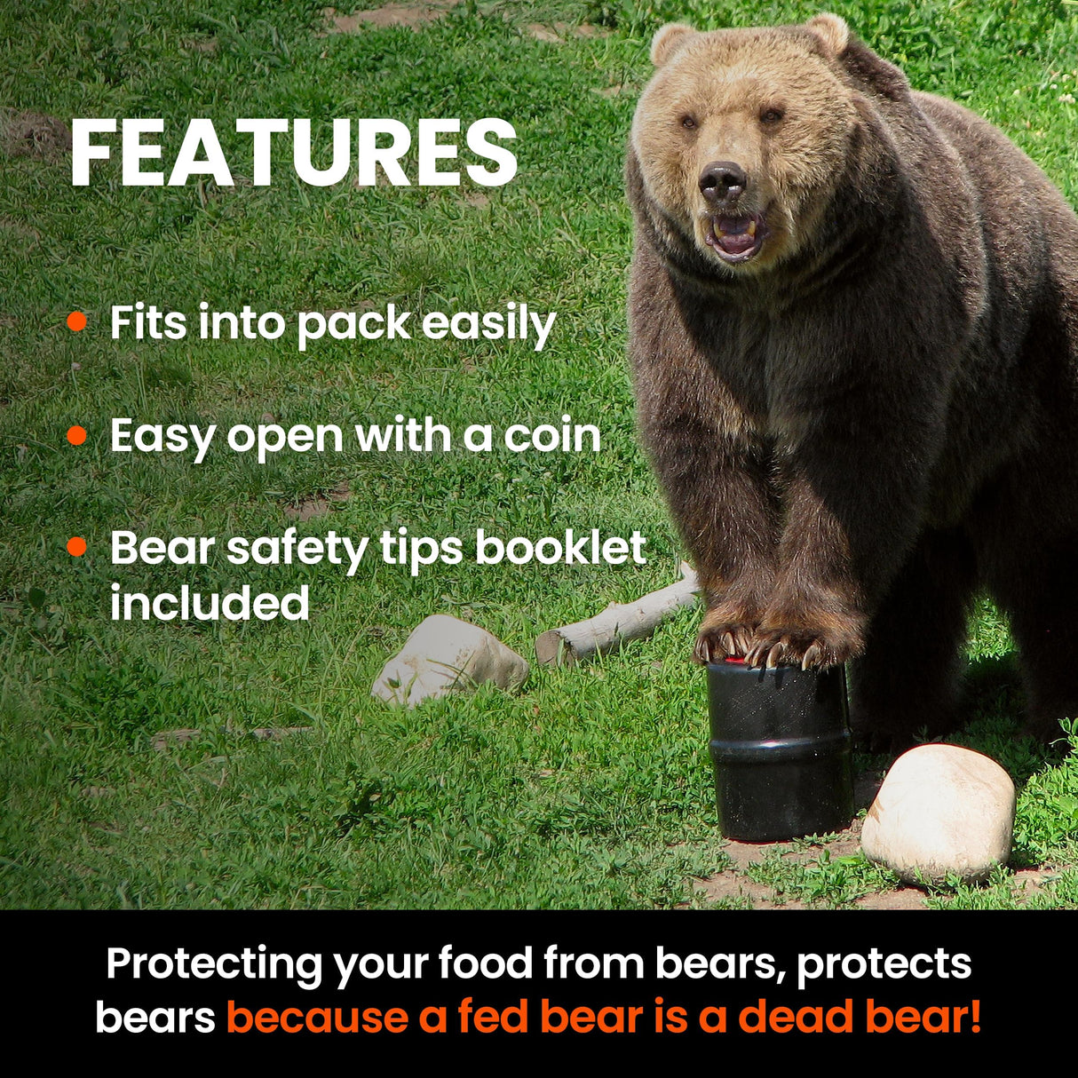 NO-FED-BEAR UDAP Bear Resistant Canister, Hiking Camping Backpacking Hunting Food Storage Container, 2 Gallons, BRC