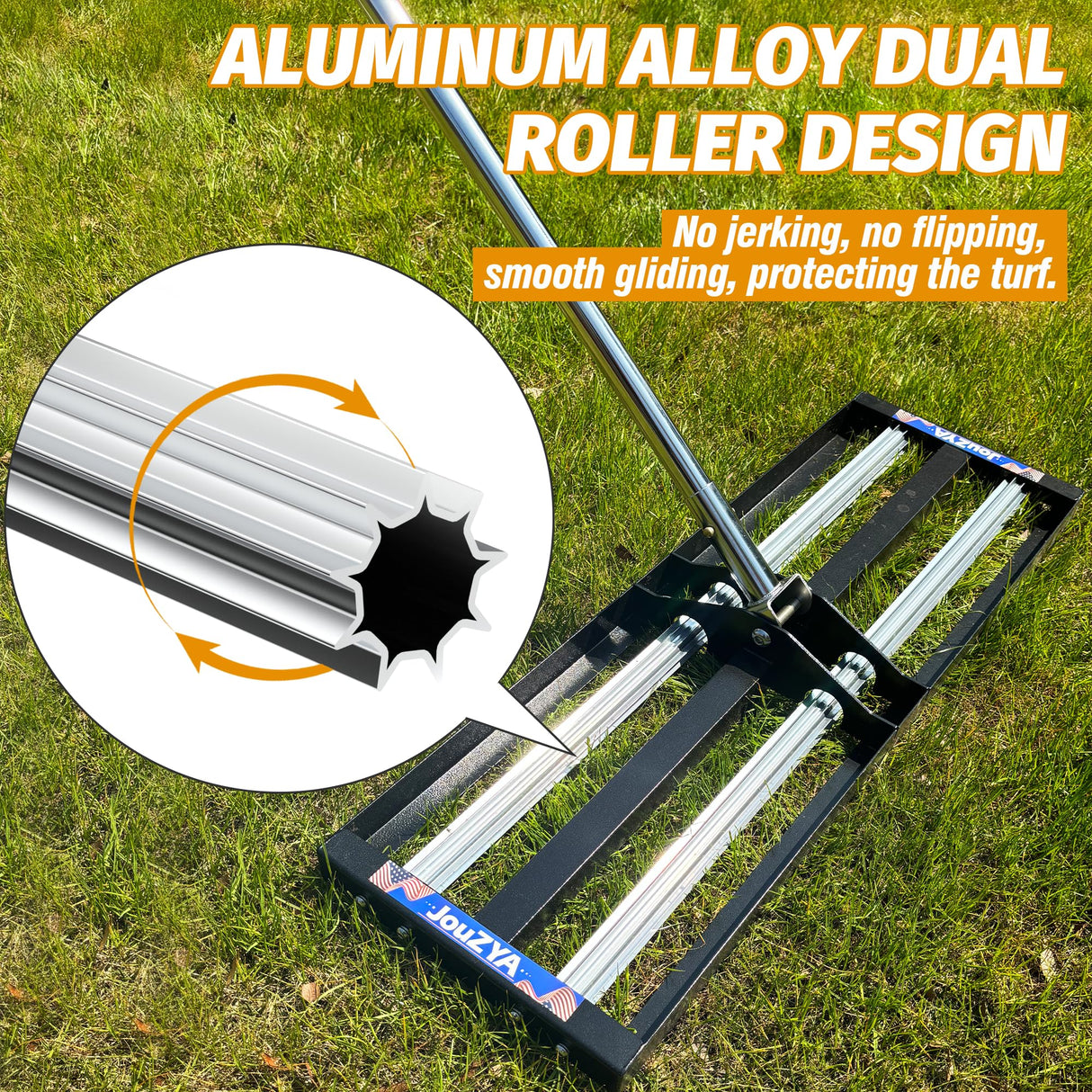 Updated Lawn Leveling Rake 30"x10", Lawn Leveler with Aluminum Rollers