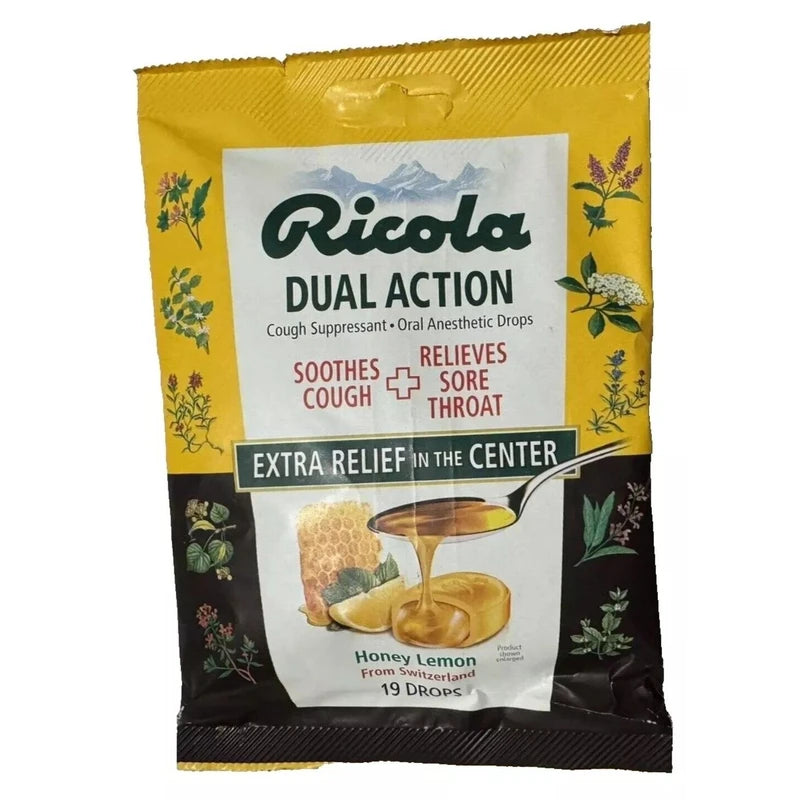Ricola 2 Bags Ricola Dual Action Extra Relief Cough Drops Honey Lemon 19 Ct Exp: 12/24