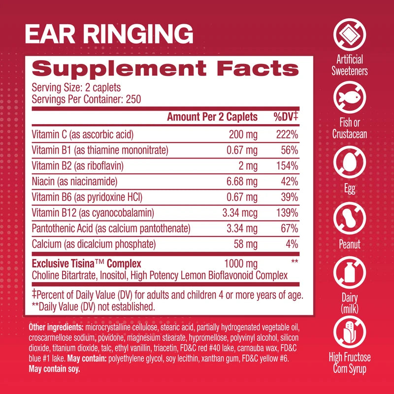 Lipo-Flavonoid Lipo-Flavonoid Plus,Tinnitus Relief for Ringing Ears, OTC Flavonoid Ear Health Vitamins, Vitamin C, Clinically Proven Formula, Doctor Recommended, 500 Caplets