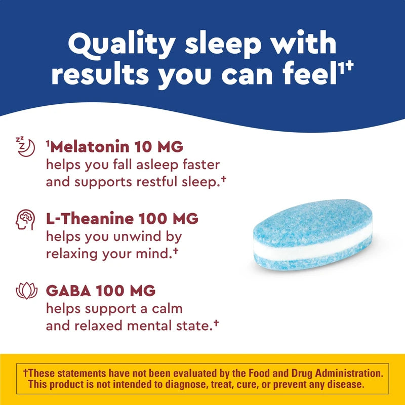 Nature Made Nature Made Wellblends Sleep Longer, Melatonin 10mg, L theanine 100 mg, and GABA 100mg, Sleep Supplement, 35 Tri-Layer Tablets