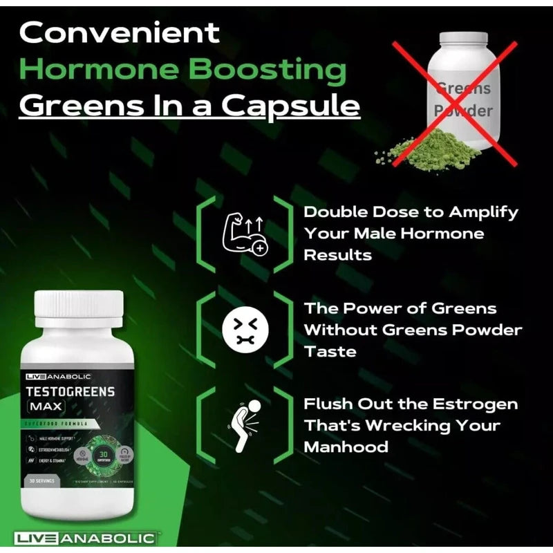 Live Anabolic Testogreens MAX - Men’S Daily Supplement with DIM & Black Pepper E