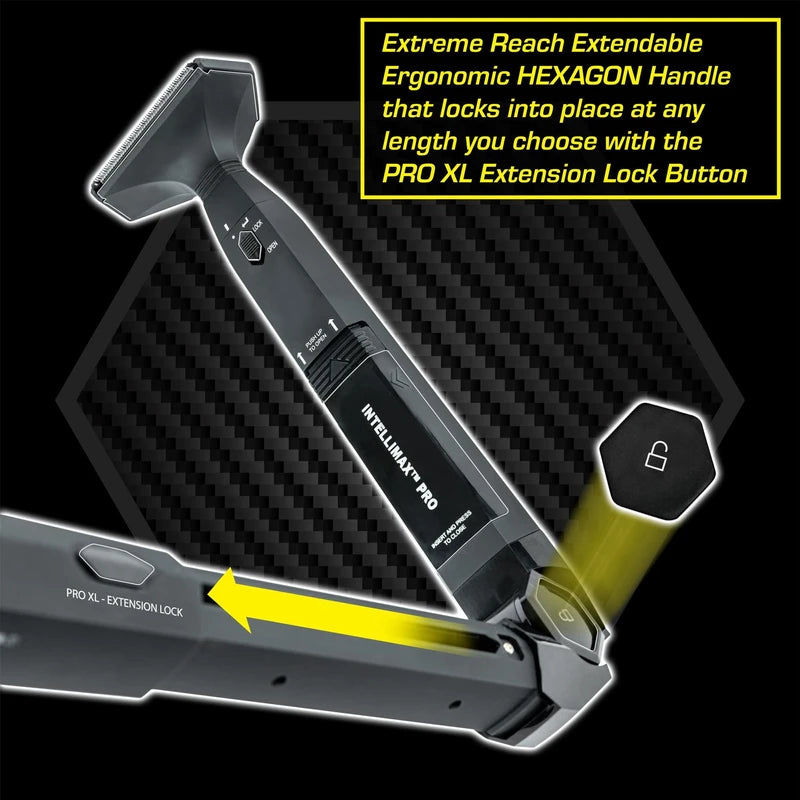 MANGROOMER - INTELLIMAX PRO - New Back Shaver with 2 Shock Absorber Flex Heads, Power Hinge, Extreme Reach Handle and Advanced 2.7" Extra-Wide Blade Design 2.0