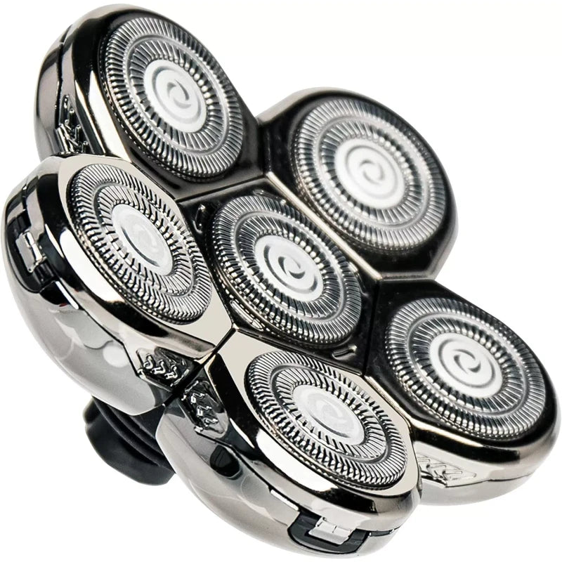 AidallsWellup 6D Replacement Shaver Head, Washable, 2X Clipping Storage Per Blade, Silver