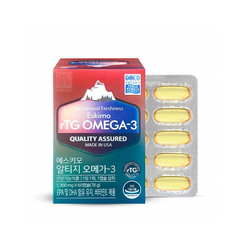 Bukwang Pharmaceutical Eskimo Altige Omega 3 Nutrient 3rd Generation Supercritical rTG Omega 3 RTG Vitamin E 60 Capsules / 부광약품 에스키모 알티지 오메가3 영양제 3세대 초임계 rTG 오메가3 RTG 비타민E 60캡슐