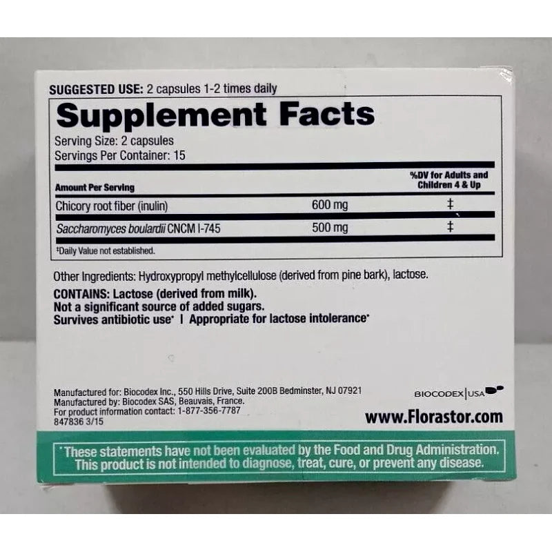 Florastor Select Gut Boost Daily Probiotic Men & Women 30 Veg Capsule 07/25 NEW