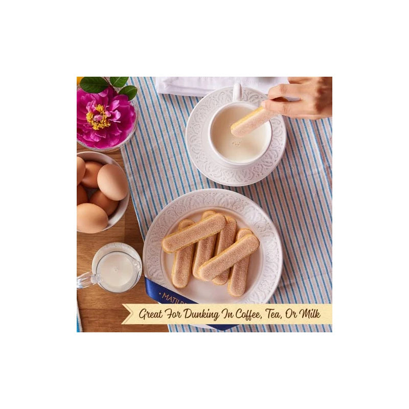Matilde Vicenzi Vicenzovo Ladyfingers - Classic Italian Ladyfinger Biscuits for Tiramisu - Tray of 12 All-Natural, Kosher, Dairy Cookies - All Natural Pastries Baked In Italy - 7.05 oz (200g), 2 Pack