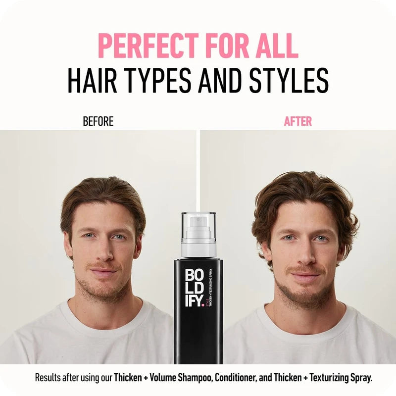 BOLDIFY Hair Thickening Spray - Get Thicker Hair in 60 Seconds - Stylist Recommended Hair Products for Women & Men - Hair Volumizer + Texture Spray Hair Thickener for Fine Hair - 8 oz
