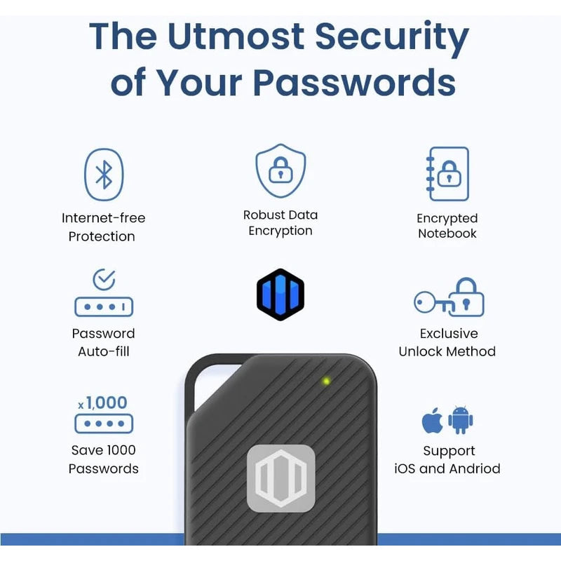 Atlancube Offline Password Keeper, Manage Your Passwords - Bluetooth Flash Drive, Military Grade Encryption, Autofill Functionality, 1000 Credential