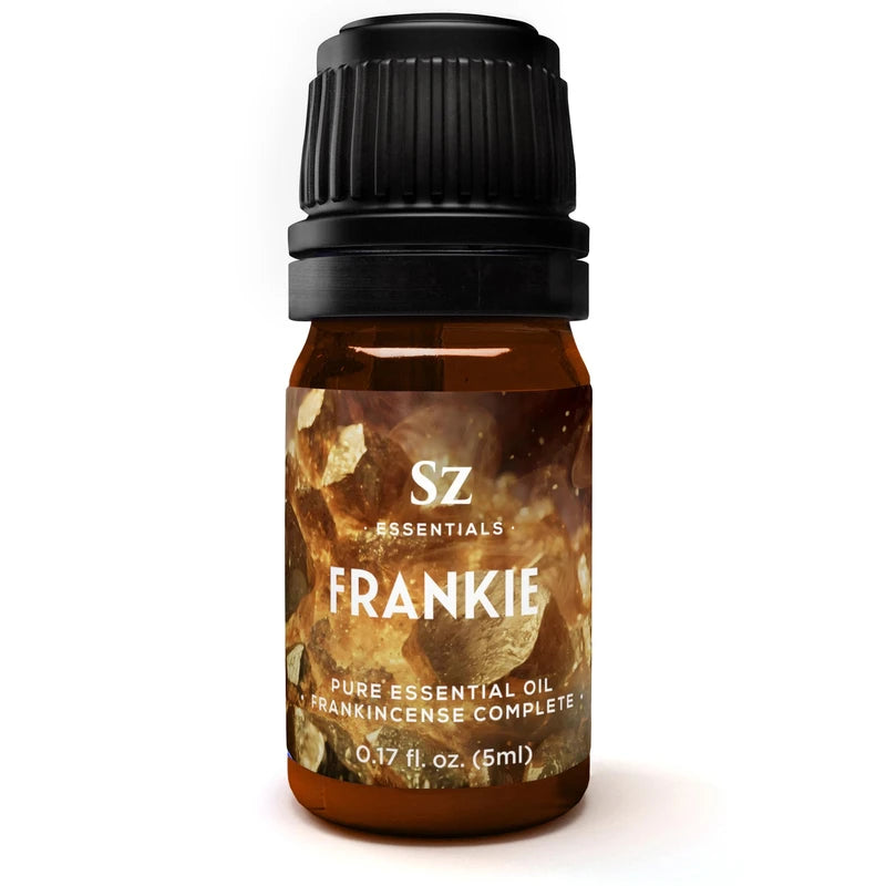 Sz Essentials - Frankie - Frankincense Complete Pure Essential Oil - 100% Natural and Undiluted - Extracted from 5 top Boswellia Trees - Warm & Rich Balsamic Scent with Hints of Earthy Spice -0.17 oz