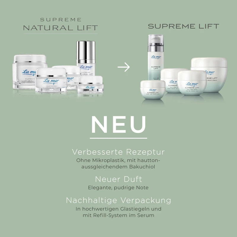 La mer Supreme Lift Anti-Age Cream Rich - Improved Formula and New Look - Rich Face Care for Dry Skin - Reduces Wrinkle Depth and Regenerates UV-Damaged Skin - 50 ml