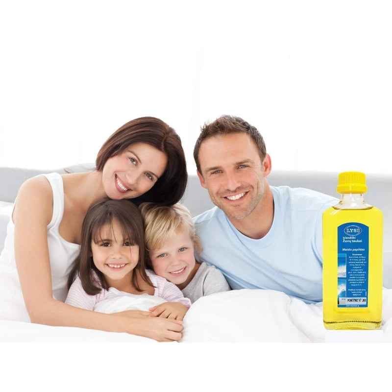 Lysi Cod Liver Oil High In Omega 3 Lemon Flavour 240 ml Liquid Supplement with Natural Vitamins 2 Bottles Made From FIsh In Iceland