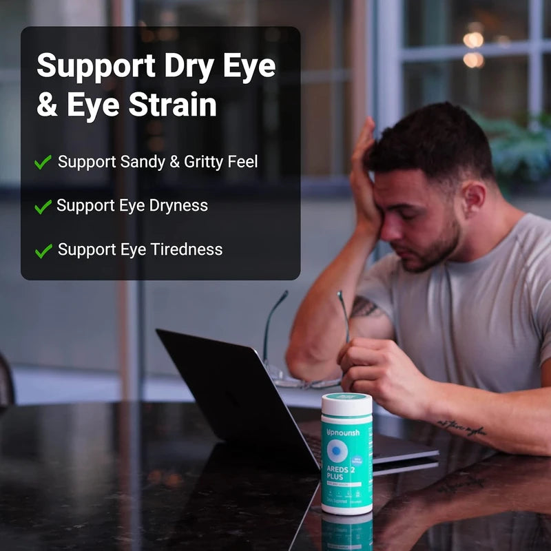 UpNourish AREDS 2+ Advanced Eye Vitamin | Eye Health | Macular & Dry Eye Support | Lutein, Zeaxanthin, Saffron, Astaxanthin & DHA | 120 Softgels