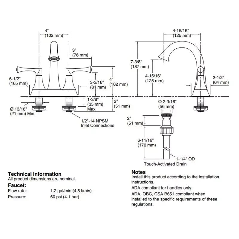 Kohler Lilyfield R78046-4D-CP Centerset Bathroom Sink Faucet - Chrome