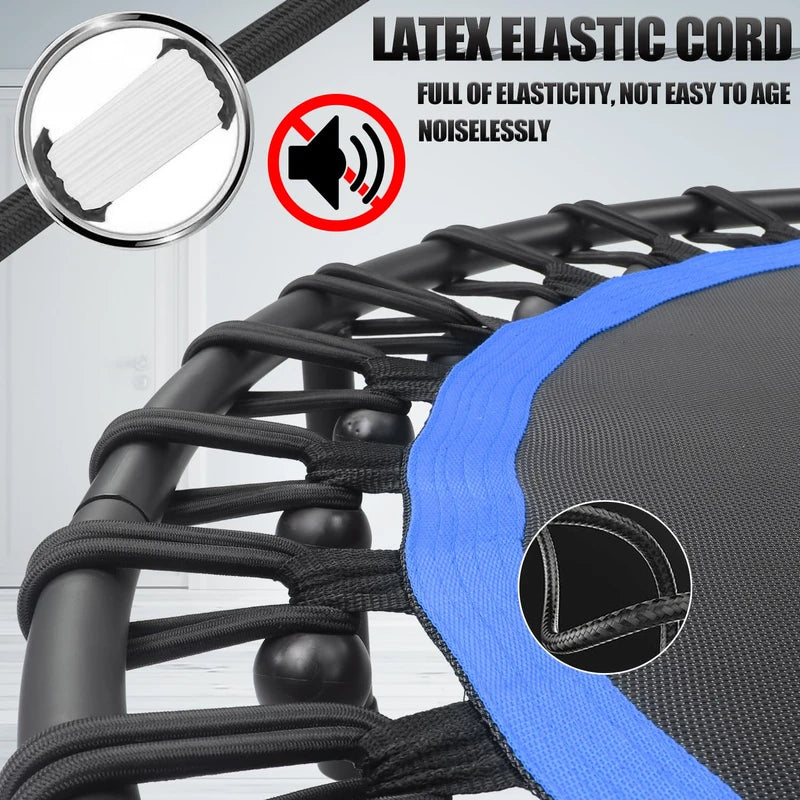 Newan 40'' Silent Fitness Mini Trampoline - Indoor Rebounder for Adults - Best Urban Cardio Jump Fitness Workout Trainer, Covered Bungee Rope System - Max Limit 330 lbs