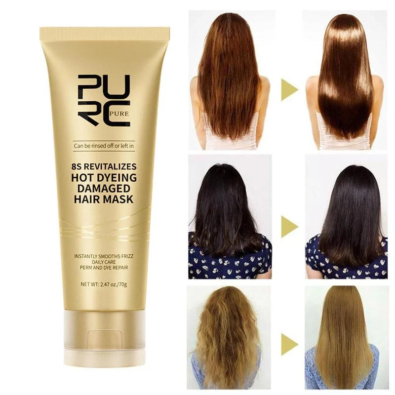 purc Advanced Hair Mask 8s Revitalizes Hot Dyeing Damaged Hair Mask Professional Keratin Treatment Hair Mask Instantly Smooths Frizz Daily Care Perm And Dye Repair Conditioner - Specification: 70g*1