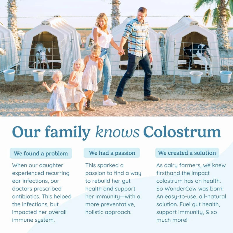 WONDERCOW Pure Bovine Colostrum Supplement Powder for Gut Health, Immune Support, and Muscle Recovery | Natural IgG Superfood, Unflavored, 60 Servings