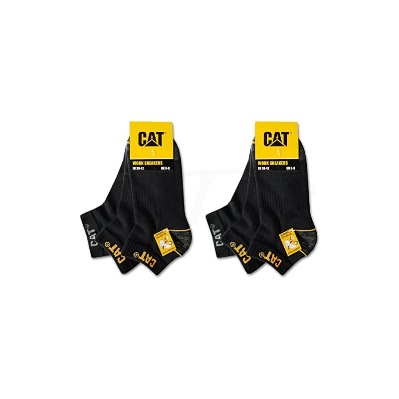 CAT Caterpillar 6 Pairs Work Trainers Work Socks Stockings in Sizes 6-16, 6 Pairs Black