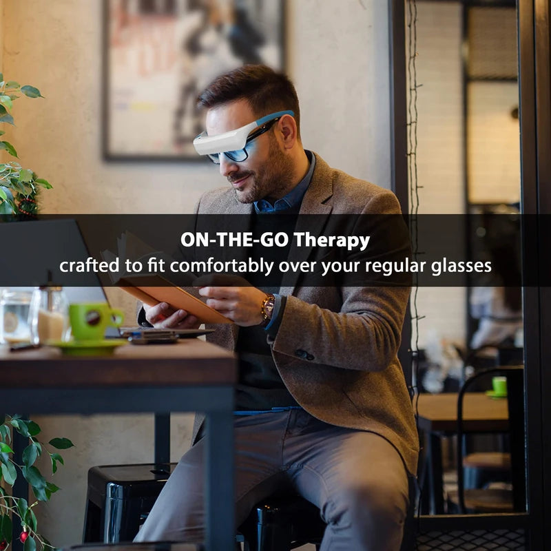 Red Light Therapy Glasses for Eye Health and Vision Improvement, Wearable Blue Light Therapy Glasses - Natural Good for Sleep, Seasonal Mood Disorders & Jet Lag