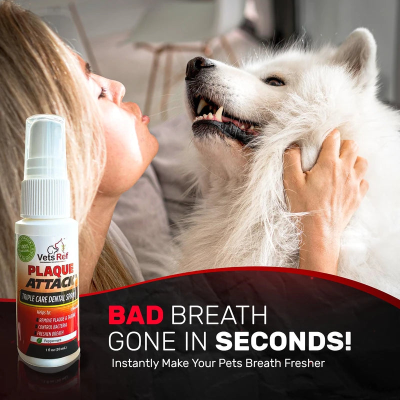 Pet Dental Spray, As Seen on TV, Eliminates Plaque & Tartar, Helps W/Bacteria, and Provides Instant Fresh Breath - Includes 3 Months' Supply of Peppermint Spray, 1fl. OZ (30ML)