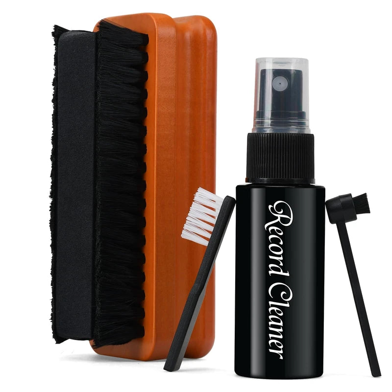 4in1 Vinyl Record Cleaner Kit, Vinyl Records Cleaning Kit for Records Albums, Includes 2in1 Velvet & Microfiber Brush, Cleaning Liquid, Duster & Turntable Stylus Brush