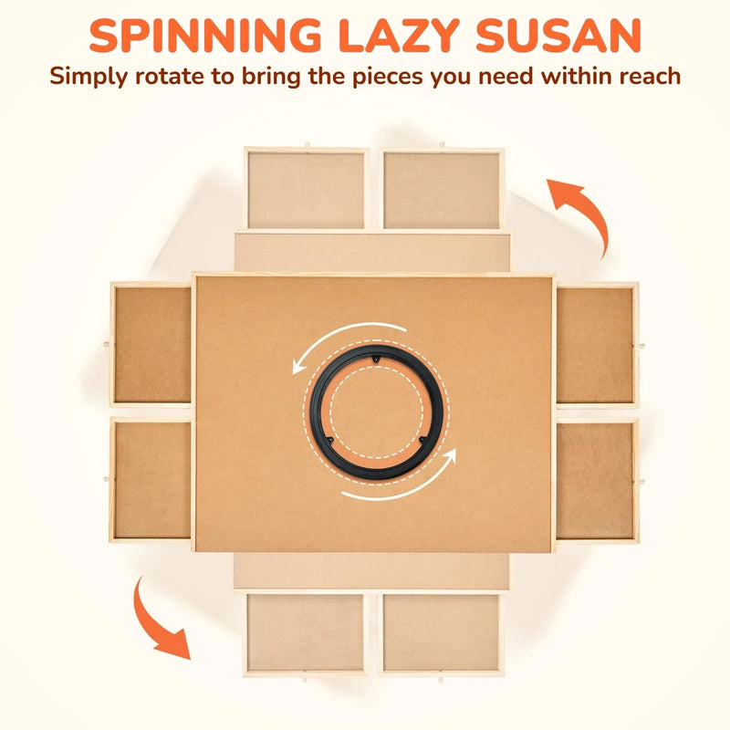 Gamenote 1500 Pieces Rotating Jigsaw Puzzle Table with Puzzle Cover, Portable Large Puzzle Board with Drawers for Puzzle Storage, Wooden Smooth Plateau Work Surface for Kids Family Game