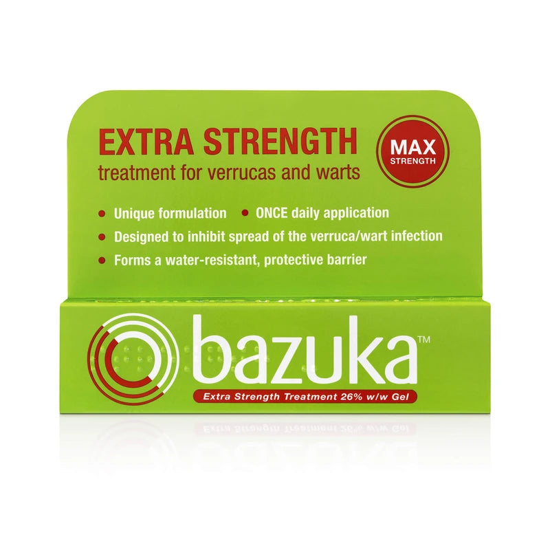 Bazuka Extra Strength Treatment Gel For Effective, Pain-Free Treatment and Removal of Verrucas and Warts. With Emery Board, 6g