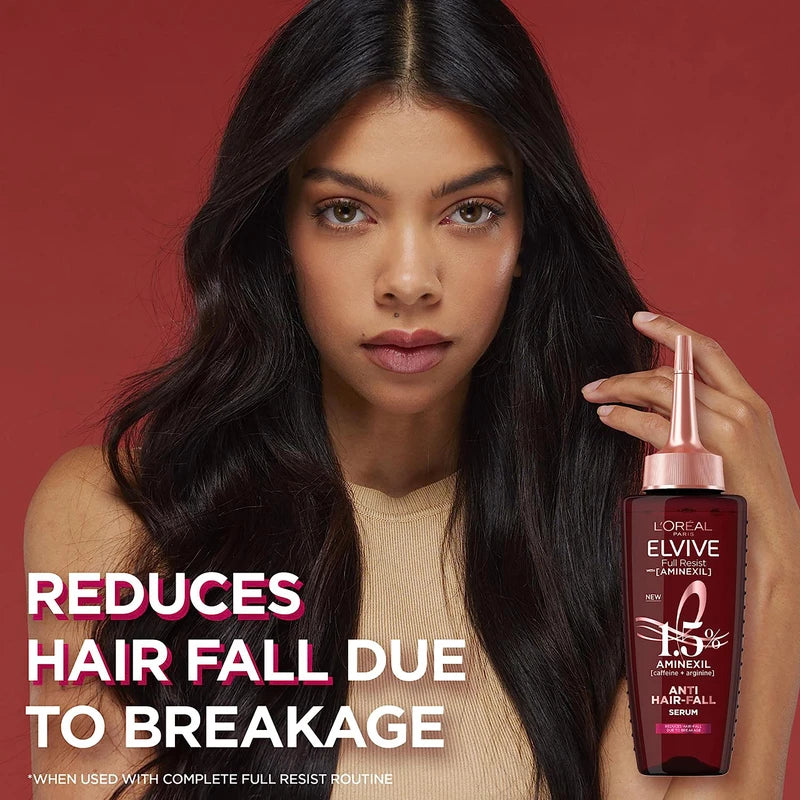 L'OREAL Paris Elvive Full Resist Anti Hair-Fall Serum With Aminexil, Hair Strength Treatment, For Men & Women with Hair Breakage, Scalp Serum, 102ml