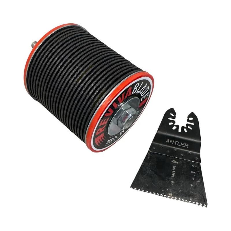 Revivablade® XL • Multi-Tool Blade Sharpener – Specifically for Sharpening Multi-Tool Blades 65-68mm Wide Only. Unique Thicker Cutting Discs. Suitable for Professional Trades and DIY.