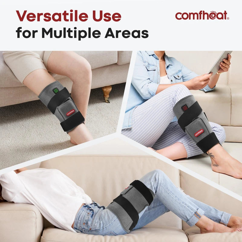 Comfheat Cordless Hip Heating Pad for Hip/Sciatica Pain Relief - 5000mAh Power Bank Included, Heated Hip Wrap for Women, Men, Electric Portable Hip Heat Pad Gray (S/M/L)