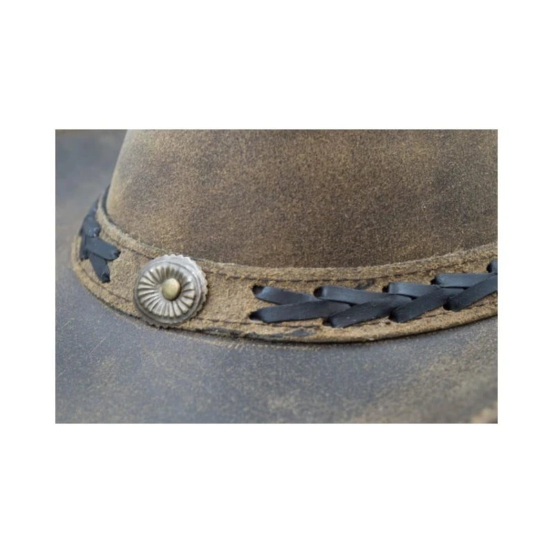WALKER AND HAWKES - Outdoor Cowhide Leather Hat - Vintage Look, light brown