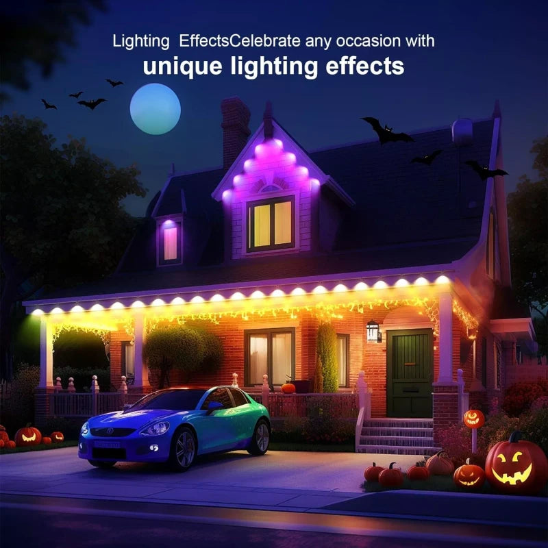 Fitop Permanent Outdoor Lights 100ft with 60 LED Eaves Lights IP67 Waterproof...