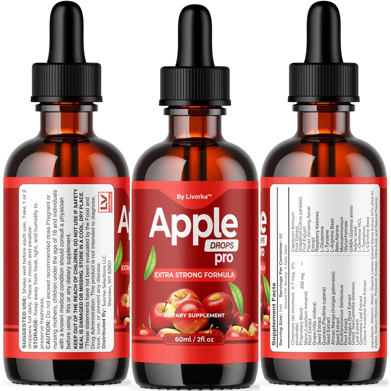 LIVORKA Apple Drops - Official AppleDrops Supplement Support, AppleDrops Advanced Liquid Oral Drop, Apple Liquid Drops Premium Formula, All Natural Support Drop, AppleDrop, 1 Bottle for 1 Month