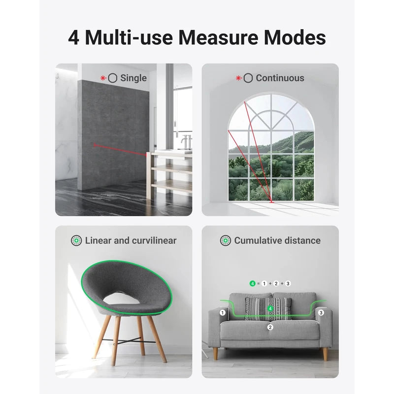 XCOOL 2-in-1 Rolling Digital Tape Measure with Laser, 98-ft Laser Tape Measure & 328-ft Rolling Tape Measure with Digital Readout and Magnetic Back Design,Small Tape Measure with Unit Switching