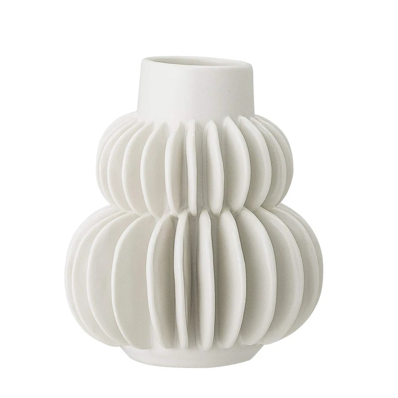 Bloomingville 82047448 Stoneware Vase 11.5 cm x 11.5 cm x 14 cm White