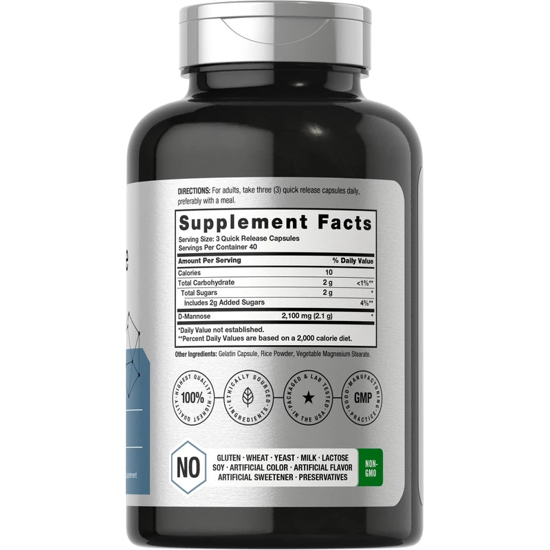 Horb?ach Horb?ach D-Mannose | 2100mg | 120 Capsules | Highest Potency | Non-GMO & Gluten Free Supplement
