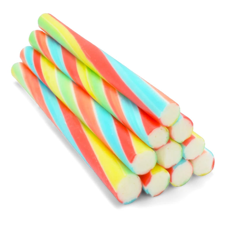 Traditional Handmade Rock Candy Sticks/Stick of Rock - Blackpool Rock and Seaside Rock sweets- Rainbow Fruit Flavour, 10 Sticks