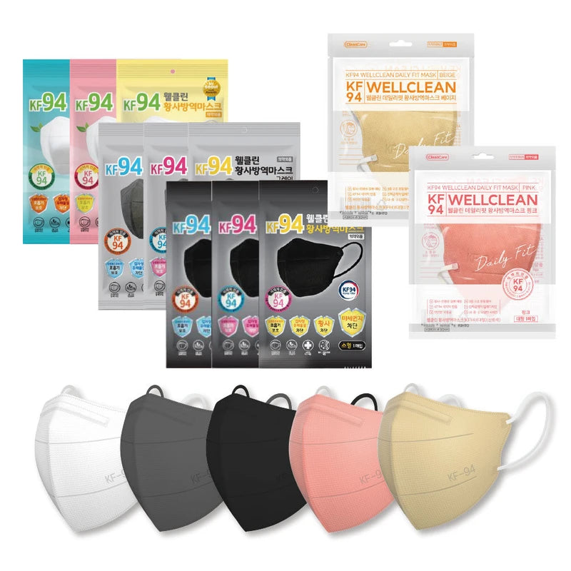 Wellclean KF94 yellow dust prevention mask white/black/grey/beige/pink (large/medium/small) 40 sheets/50 sheets, 50 sheets 50 sheets_black small black small / 웰클린 KF94 황사방역마스크 화이트/블랙/그레이/베이지/핑크 (대형/중형/소형) 40매/50매, 50매50매_블랙 소형블랙 소형