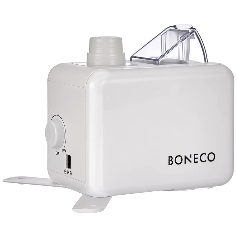BONECO Ultraschall Vernebler U7146 I Reise-Luftbefechter I Für 0,5L PET-Flaschen I für Räume bis 20 m² I AUTO-Abschaltung I Leerstandsanzeige (weiß)
