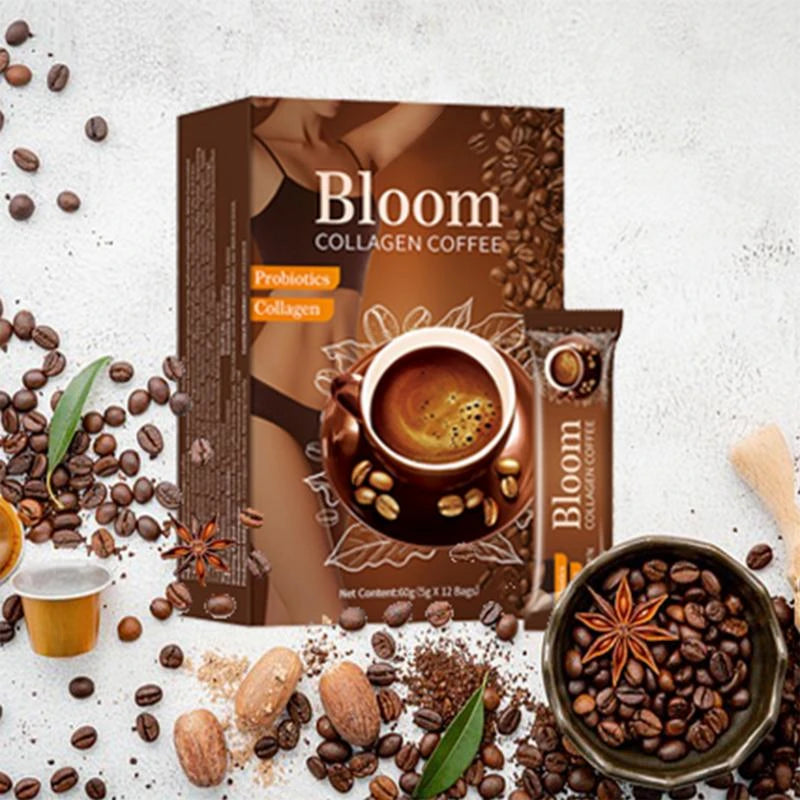 Bloom Collagen Coffee Powder, Instant, Organic Coffee for Women and Men (5g*12 Packs) - All-in-One Solution for Collagen and Coffee Christmas Gift - Specification: Buy 2,get 1 free