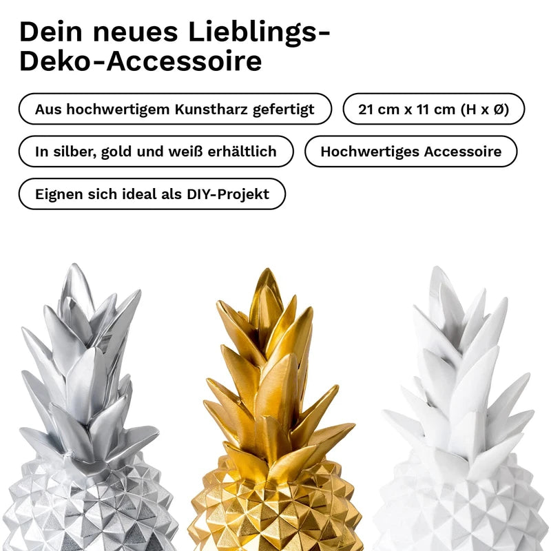 shelfmade White Decorative Pineapple - Living Room Table Decoration Made of Resin Polyresin Decorative Pineapple White New Year's Eve & Wedding Decoration Gift - White Decoration Modern - Pineapple