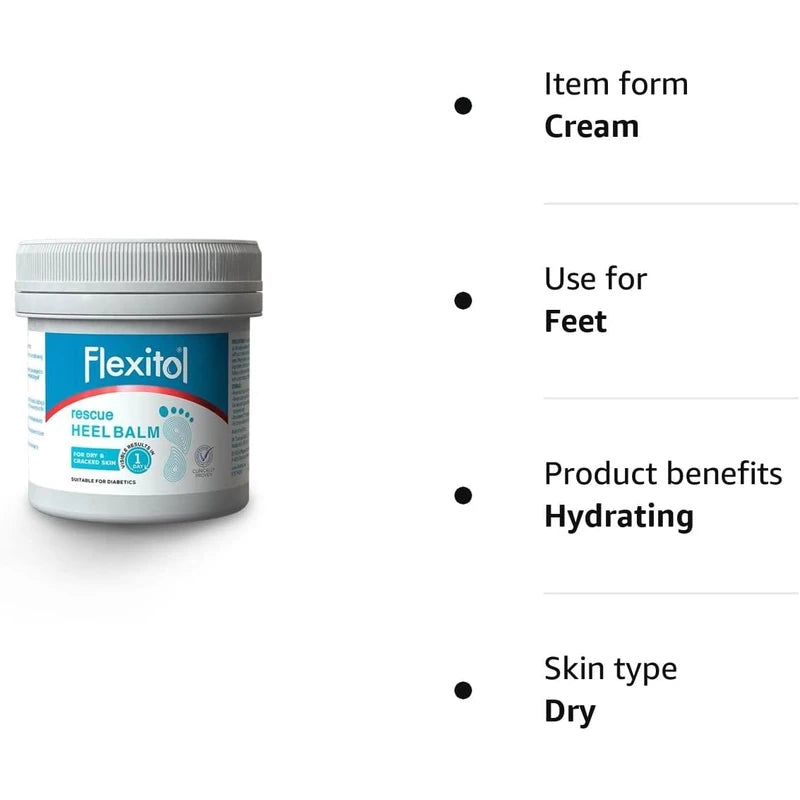 Flexitol Rescue Heel Balm - Foot Cream for Visible Results in 1 Day - For Cracked Heels and Very Dry Feet - 25 Percent Urea for Intense Hydration - Clinically Proven - Suitable for Diabetics - 485g