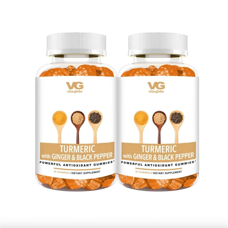 VitaGlobe Turmeric with Ginger and Black Pepper Gummy - Non-GMO, Vegan and Powerful Antioxidant, 60 Count (Pack of 2)