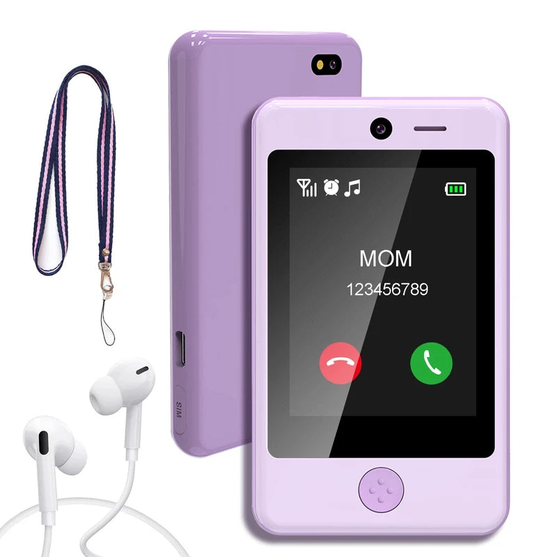 PTHTECHUS Kids SmartPhone, Kids Phone for Girls with Two-way Talk Game Music kids real phones, Touchscreen Learning Toys phones for 5-11 age pul