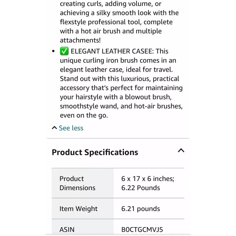 Curlee Hair Dryer Brush 1200 Watts 6 in 1 Hair Accessories Blow Dryer Automatic Black